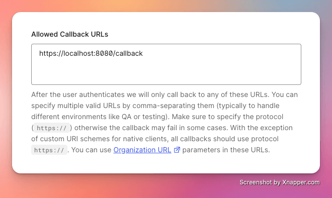 Setting the callback url