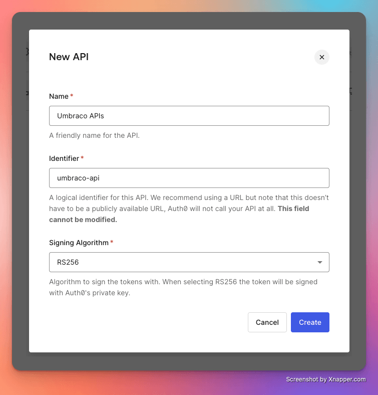 Creating a new api